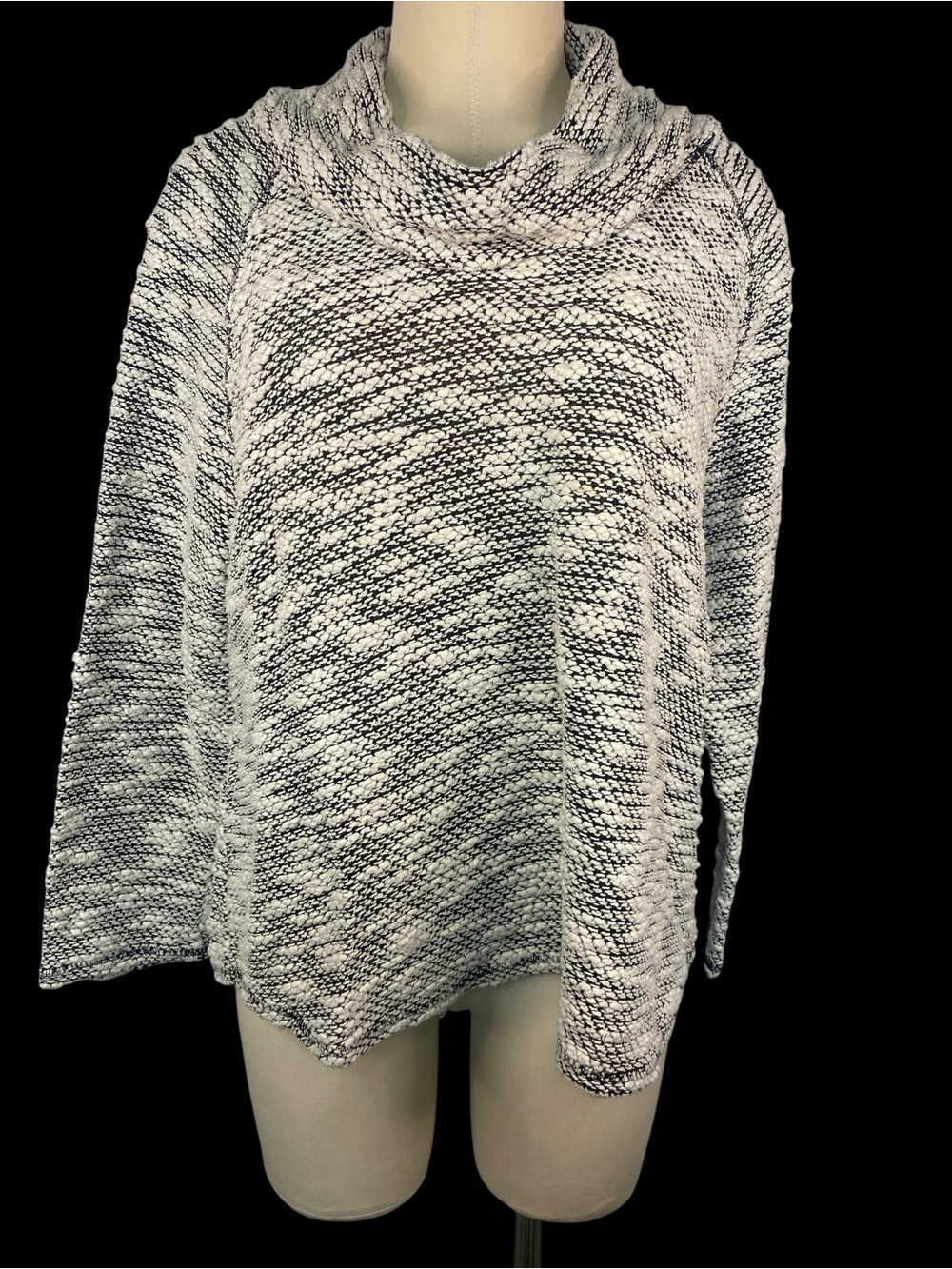 Ruby Rd Cozy Marled Black & White Cowl Neck Sweater Women’s XL
